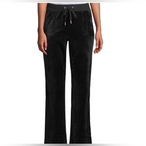 Y2K Juicy Couture black velour track joggers med